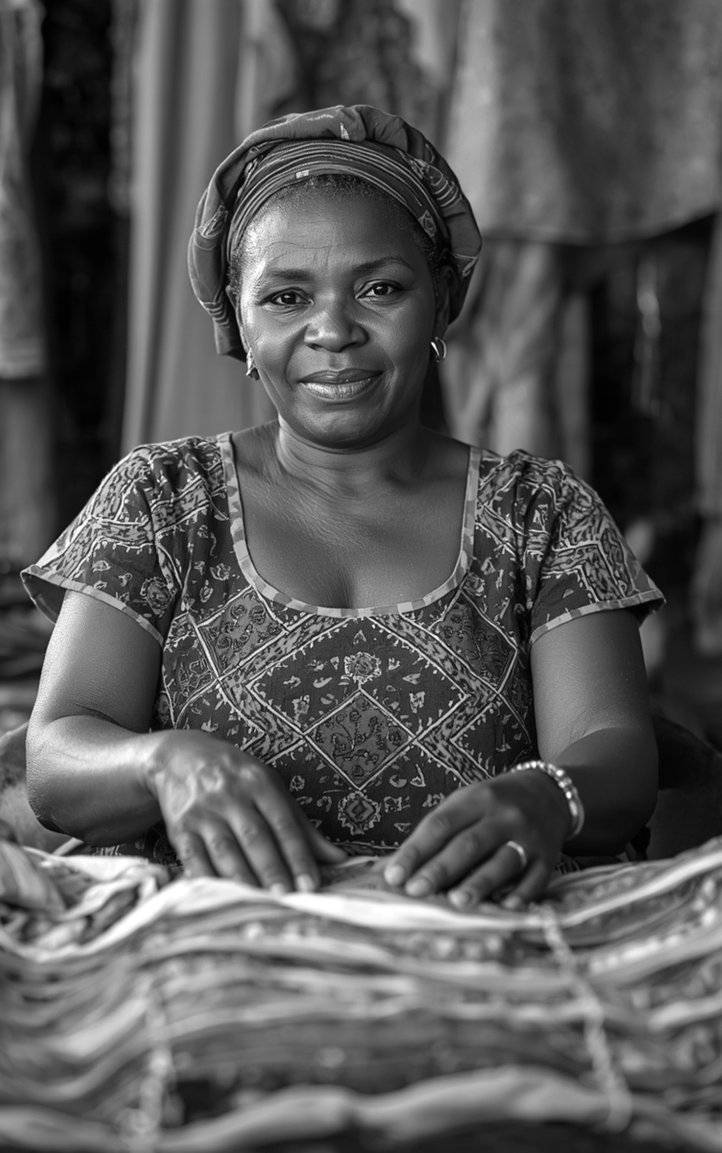 Amara Diallo with her textile enterprise